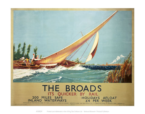 Broads Boat Blowing to Side 24" x 32" Matte Mounted Print