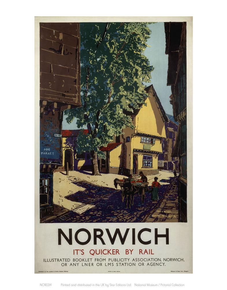 Norwich Horse and Cart 24" x 32" Matte Mounted Print