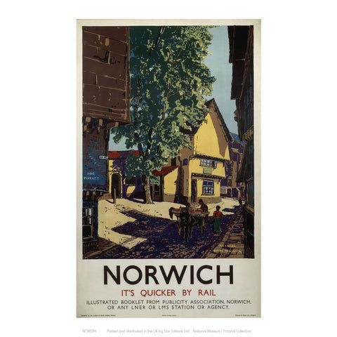 Norwich Horse and Cart 24" x 32" Matte Mounted Print