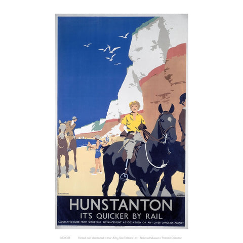 Hunstanton Woman on Horse 24" x 32" Matte Mounted Print