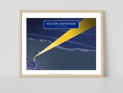 Souter Lighthouse, Night By Artist Richard O'Neill Art Print