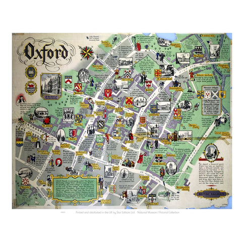 Oxford Map 24" x 32" Matte Mounted Print