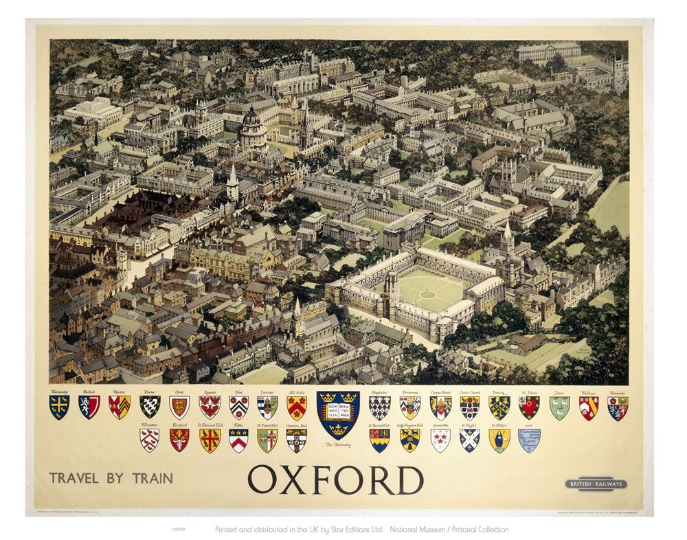 Oxford View from Air 24" x 32" Matte Mounted Print