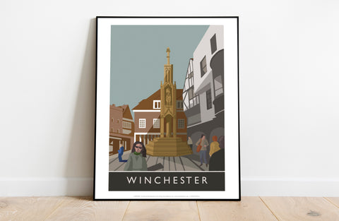Winchester - Lady In Front Of Statue - Premium Art Print