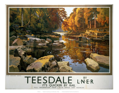 Teesdale from Rocks on River 24" x 32" Matte Mounted Print