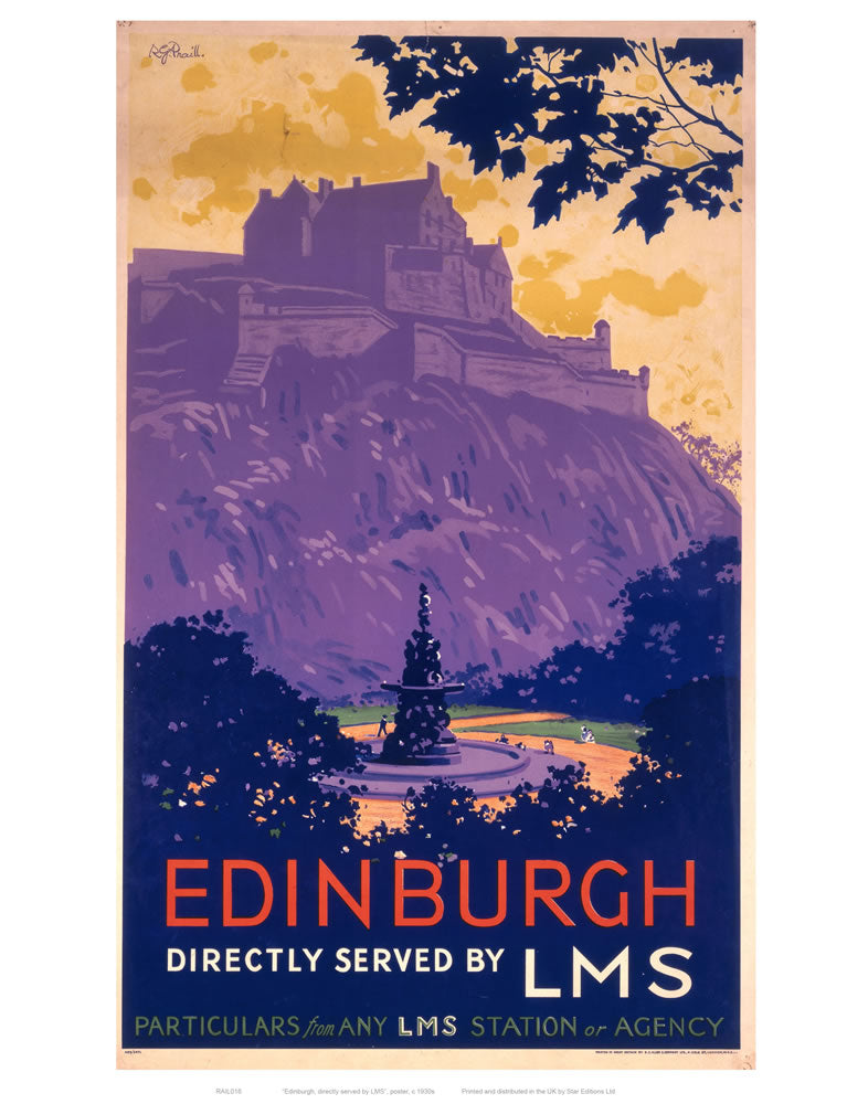 Edinburgh Purle Hill 24" x 32" Matte Mounted Print