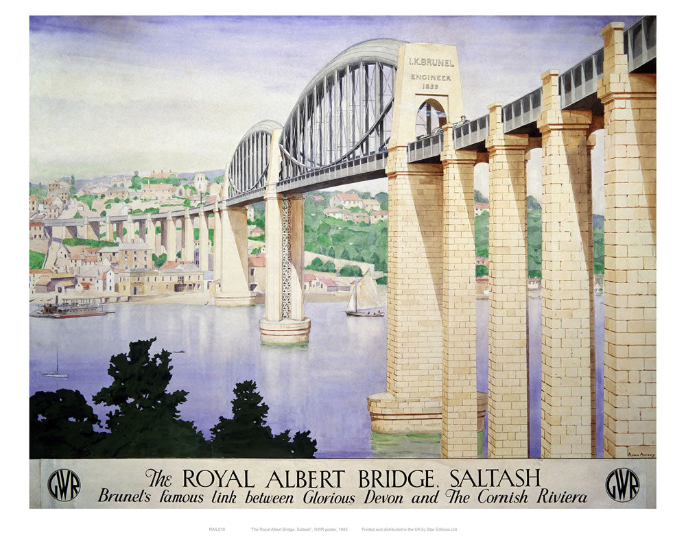 The Royal Albert Bridge Saltash 24" x 32" Matte Mounted Print