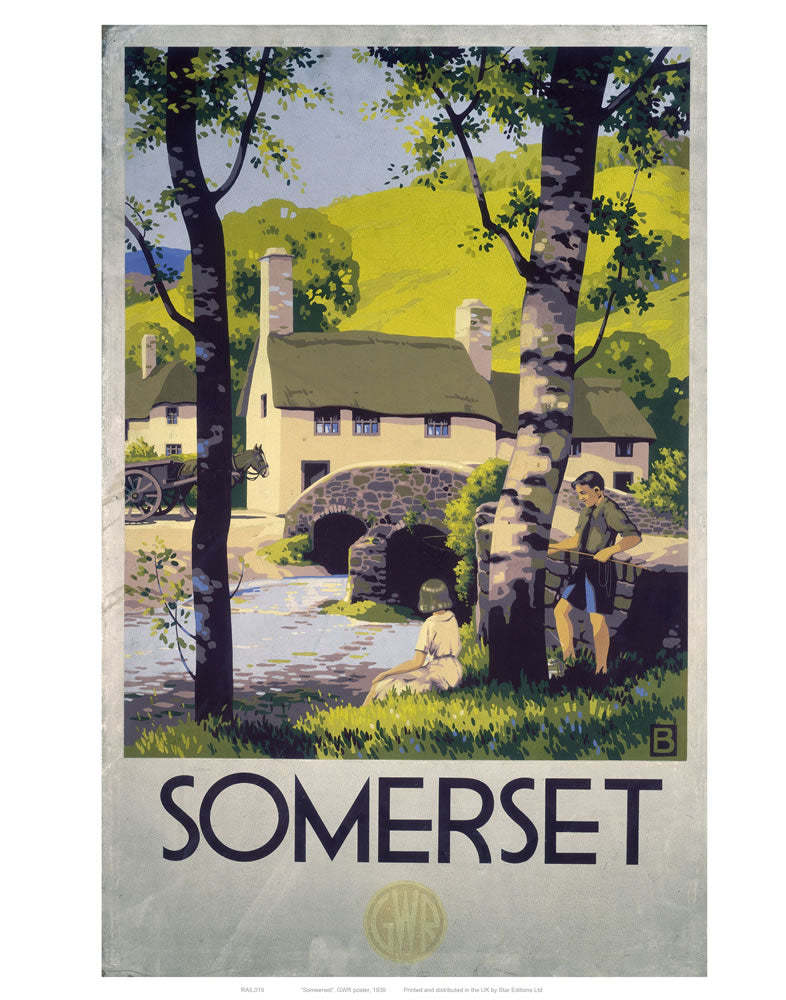 Somerset Boy and Girl by Bridge 24" x 32" Matte Mounted Print