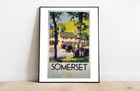 Somerset - Boy And Girl By Bridge - 11X14inch Premium Art Print