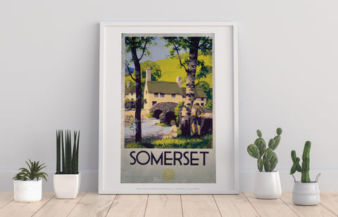 Somerset - Boy And Girl By Bridge - 11X14inch Premium Art Print