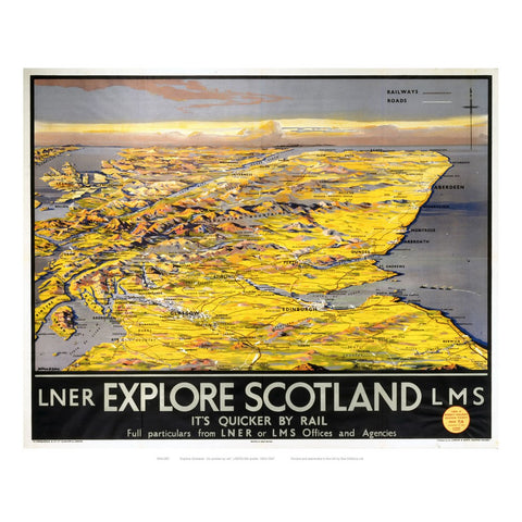 Explore Scotland Map 24" x 32" Matte Mounted Print