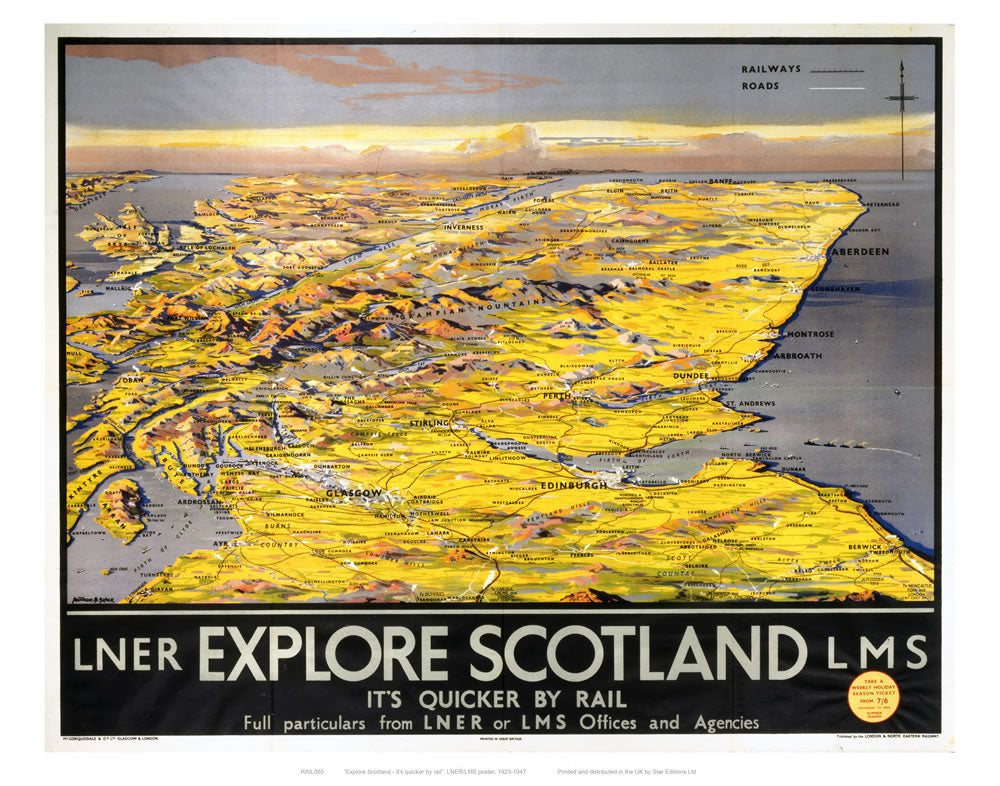 Explore Scotland Map 24" x 32" Matte Mounted Print