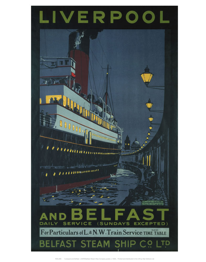 Liverpool and Belfast 24" x 32" Matte Mounted Print