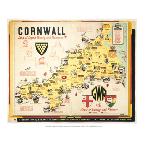 Cornwall map 24" x 32" Matte Mounted Print