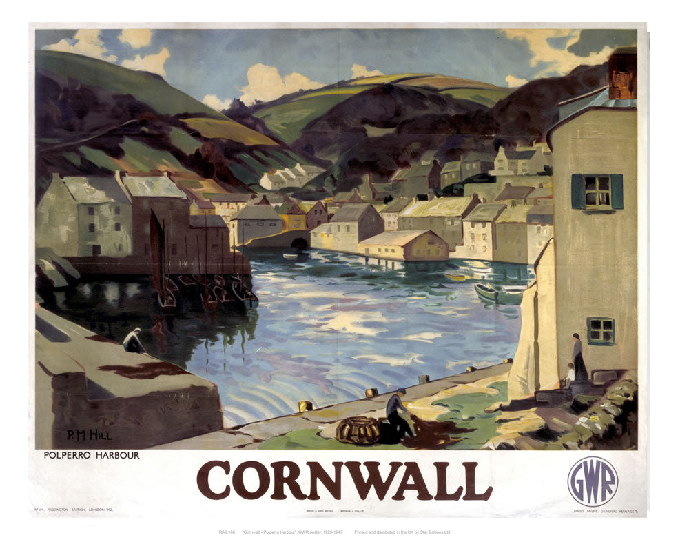 Cornwall polperro Harbour 24" x 32" Matte Mounted Print