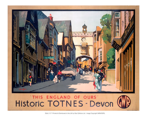 Historic TOTNES - Devon 24" x 32" Matte Mounted Print