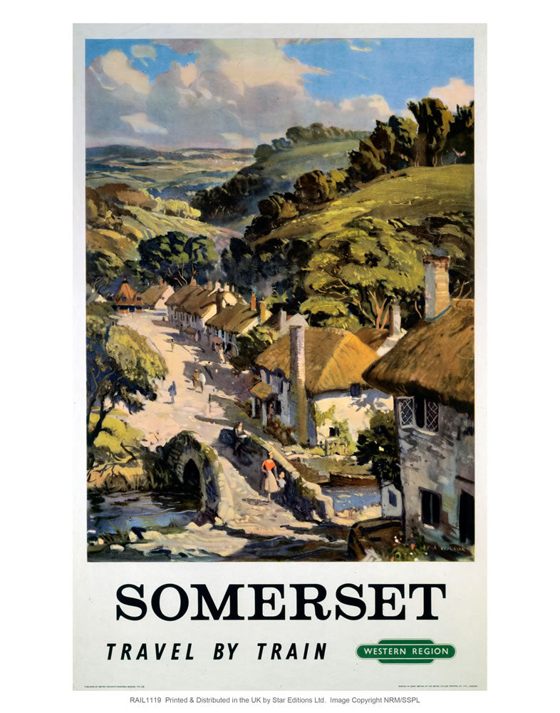 Somerset - Travel by Train western region 24" x 32" Matte Mounted Print