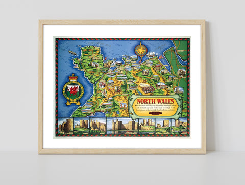 North Wales Map - 11X14inch Premium Art Print