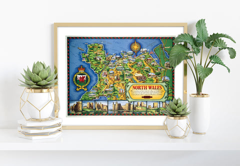 North Wales Map - 11X14inch Premium Art Print