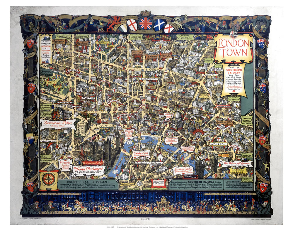 London Town Map 24" x 32" Matte Mounted Print