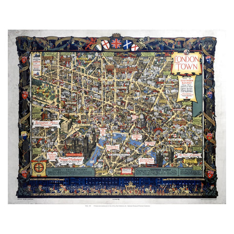 London Town Map 24" x 32" Matte Mounted Print