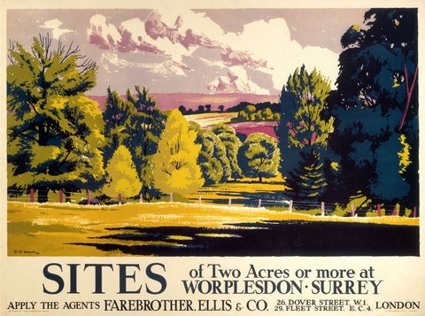 Worplesdon Surrey 24" x 32" Matte Mounted Print