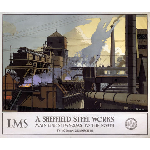 Sheffield Steel Works LMS 24" x 32" Matte Mounted Print