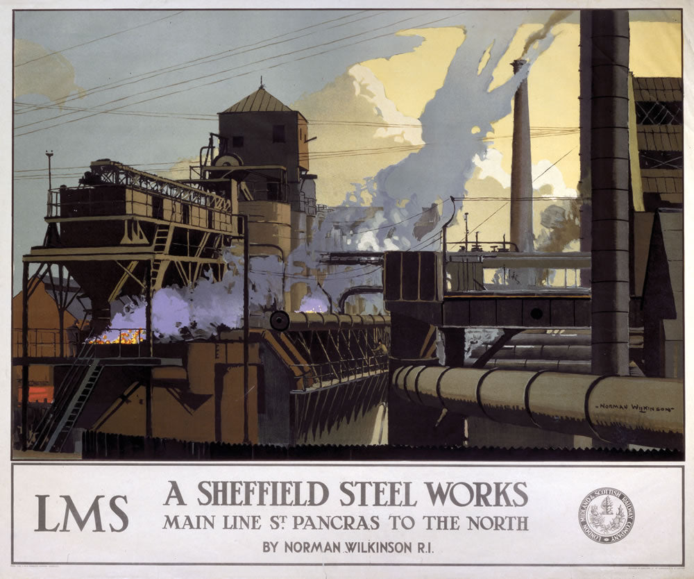 Sheffield Steel Works LMS 24" x 32" Matte Mounted Print