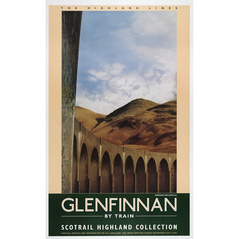 Glenfinnan by Train Highland Lines 24" x 32" Matte Mounted Print