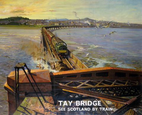 Tay Bridge See Scotland by Train 24" x 32" Matte Mounted Print