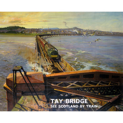 Tay Bridge See Scotland by Train 24" x 32" Matte Mounted Print