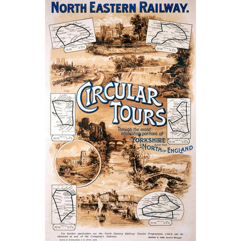 North Eastern Railway Circular Tours 24" x 32" Matte Mounted Print