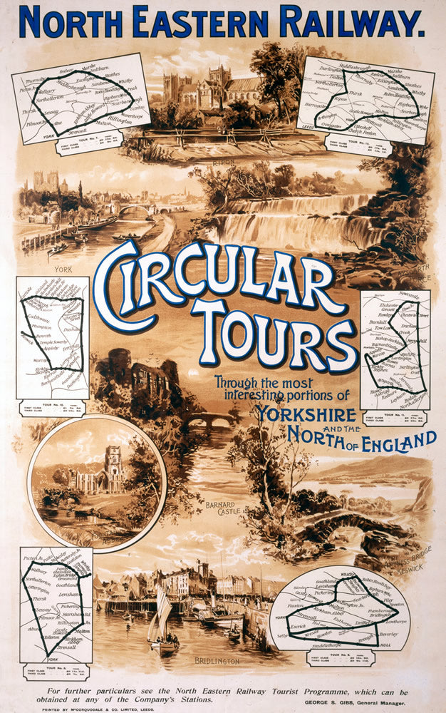 North Eastern Railway Circular Tours 24" x 32" Matte Mounted Print