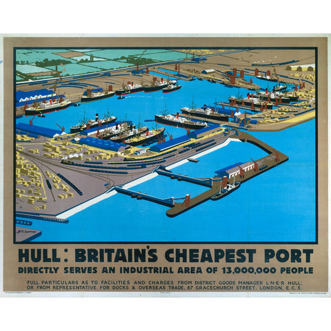 Hull Britain's Cheapest port 24" x 32" Matte Mounted Print