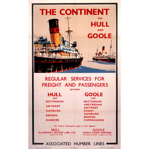 The Continent via Hull and Goole 24" x 32" Matte Mounted Print