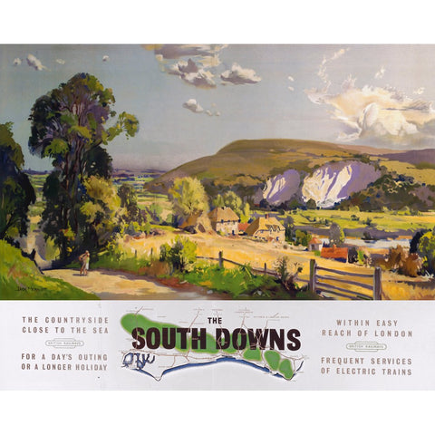 The South Downs - Southern Railway 24" x 32" Matte Mounted Print