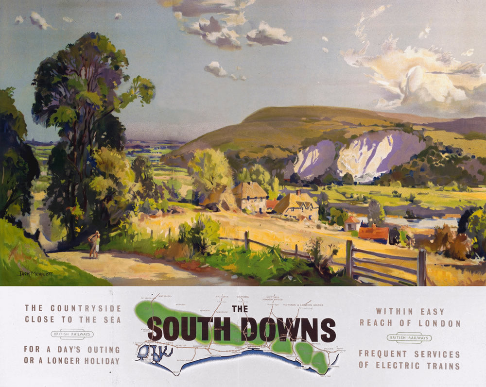 The South Downs - Southern Railway 24" x 32" Matte Mounted Print