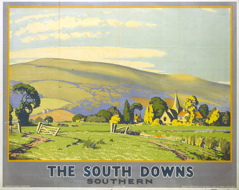 The South Downs - Southern Railway 24" x 32" Matte Mounted Print