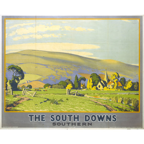 The South Downs - Southern Railway 24" x 32" Matte Mounted Print