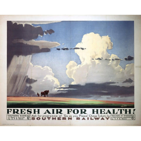 Fresh Air for Health - Southern Railway 24" x 32" Matte Mounted Print