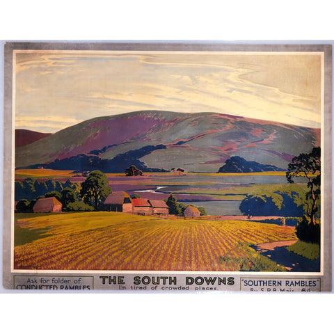 The South Downs - Southern Railway 24" x 32" Matte Mounted Print