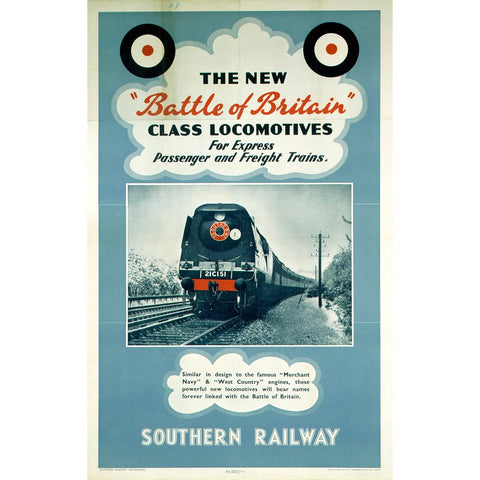 Battle of Britain Locomotives - Southern Railway 24" x 32" Matte Mounted Print