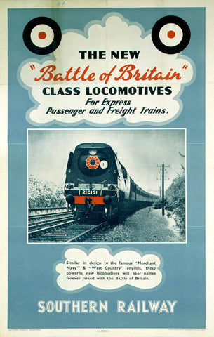 Battle of Britain Locomotives - Southern Railway 24" x 32" Matte Mounted Print