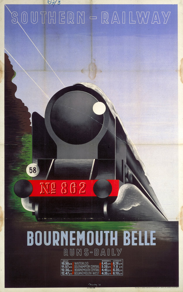 Bournemouth Belle - Southern Railway 24" x 32" Matte Mounted Print