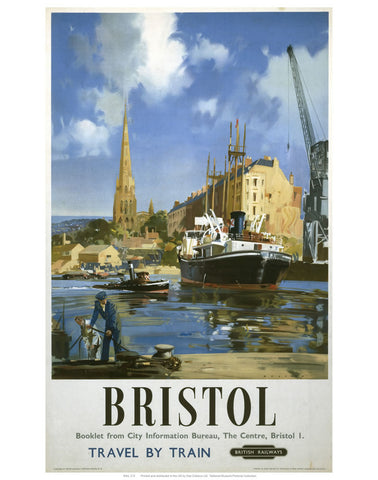 Bristol Boat and Crane 24" x 32" Matte Mounted Print