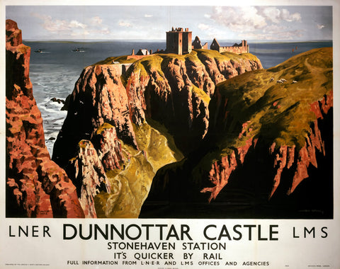 Dunnottar Castle Stonehaven Station LNER LMS 24" x 32" Matte Mounted Print