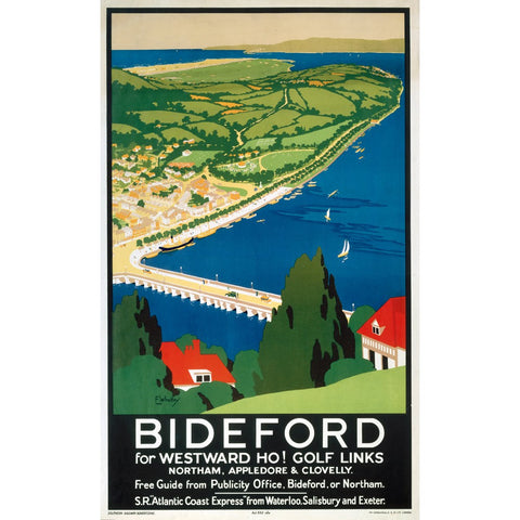 Bideford for Westward Ho! Golf Links 24" x 32" Matte Mounted Print