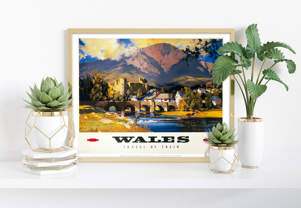 Wales Travel By Train - 11X14inch Premium Art Print