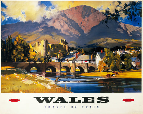 Wales Travel by Train 24" x 32" Matte Mounted Print