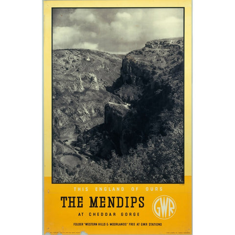 The Mendips by Cheddar Gorge GWR 24" x 32" Matte Mounted Print